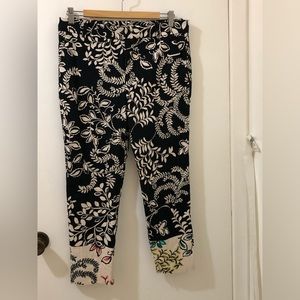 Zara Womens Crop Pants Floral Print Button Fly